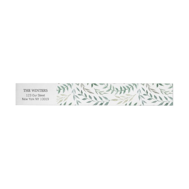 Watercolor Foliage Greenery Wedding Wraparound Address Label (Individual)