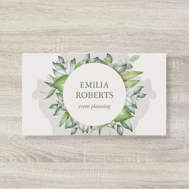 Watercolor Foliage Leaves Greenery Elegant Business Card (Creator Uploaded)
