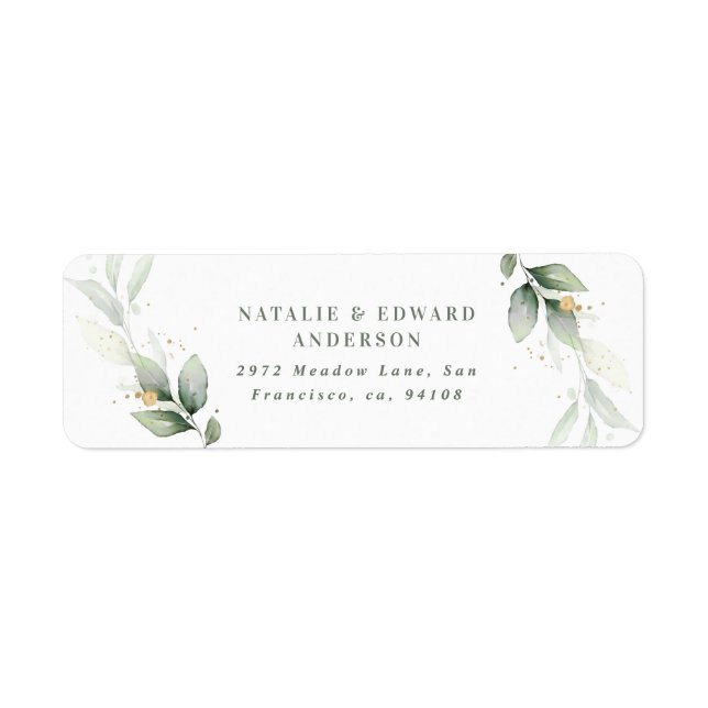 Watercolor foliage, metallic gold etherial modern (Front)