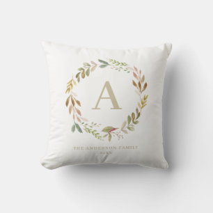 Watercolor foliage photo personalised gift cushion
