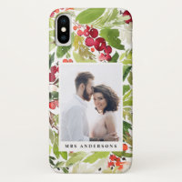 Watercolor foliage photo winter phone case