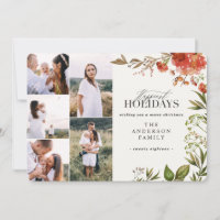 Watercolor foliage stag multi photo Christmas