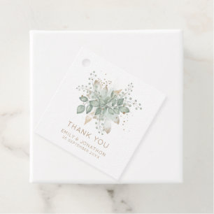 Watercolor Foliage Thank You Message Names Wedding Favour Tags