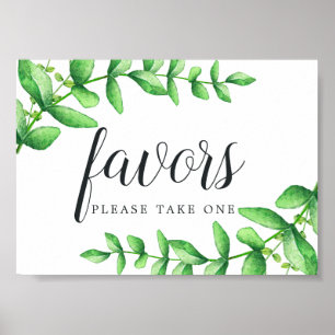 Watercolor Foliage Wedding Favour Sign