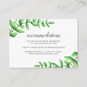 Watercolor Foliage Wedding Hotel Accommodation Enclosure Card