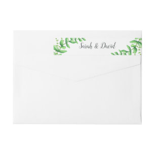 Watercolor Foliage Wedding Return Address Wrap Around Label