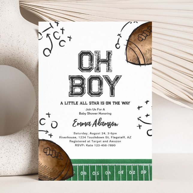 Watercolor Football Baby Shower Invitations (Creator Uploaded)