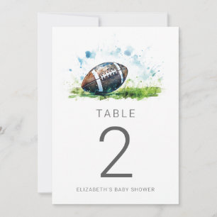 Watercolor Football Baby Shower Table Numbers