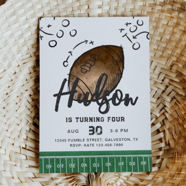 Watercolor Football Birthday Invitation (Creator Uploaded)