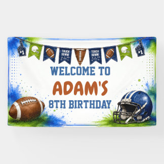 Watercolor football Birthday Party Banner