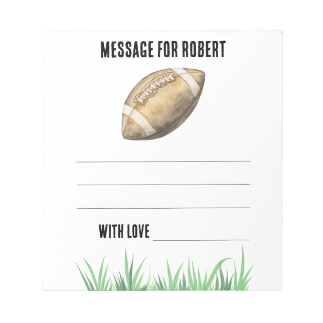 Watercolor Football Birthday time capsule message Notepad (Front)