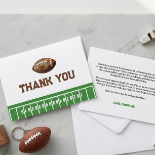Watercolor Football Boy Baby Shower Thank You Card