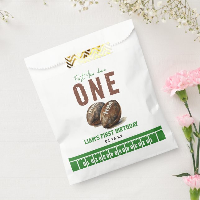 Watercolor Football First Year Down | 1st Birthday Favour Bags (Sealed)