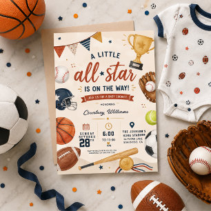 watercolor football soccer baby shower invitation