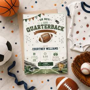 watercolor football soccer baby shower invitation