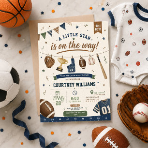 watercolor football soccer baby shower invitation