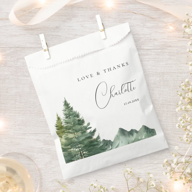 Watercolor Forest Adventure Baby Shower Favour Bags (Clipped)