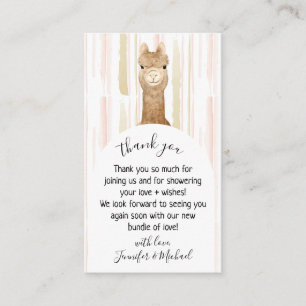 Watercolor Forest Alpaca Baby Animal Thank You Enclosure Card