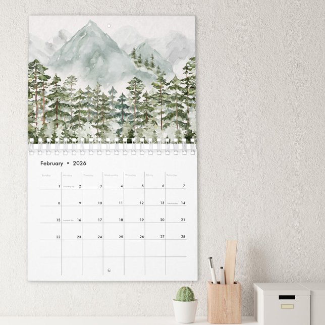 Watercolor Forest and Flower 2026 Calendar (In situ)