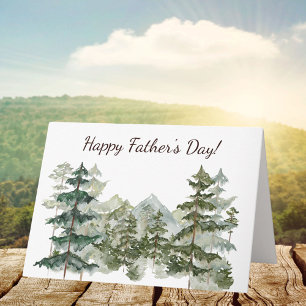 Watercolor Forest and mountain Rustic Fathers Day Card