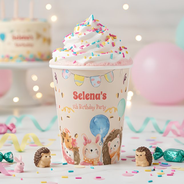 Watercolor forest animals kids Birthday Paper Cups (Creator Uploaded)