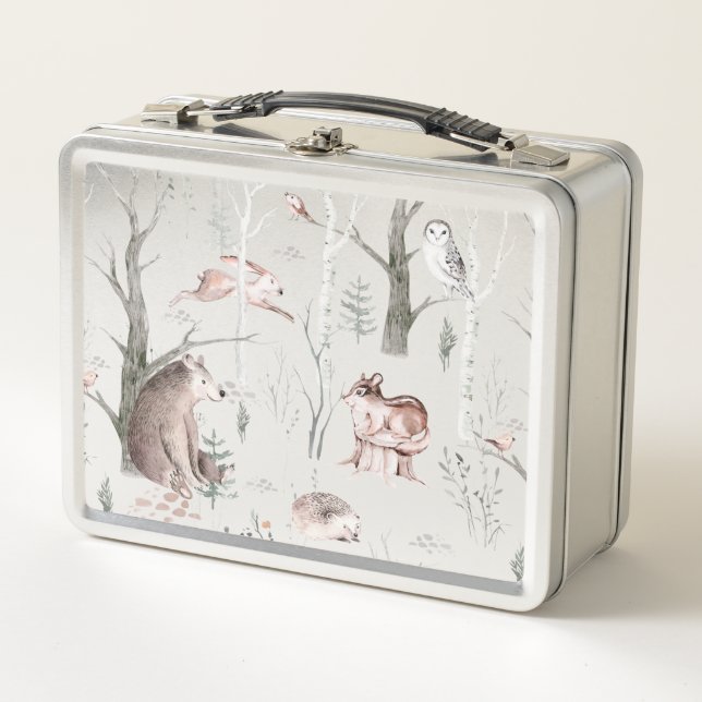 Watercolor Forest Animals  Metal Lunch Box (Front)
