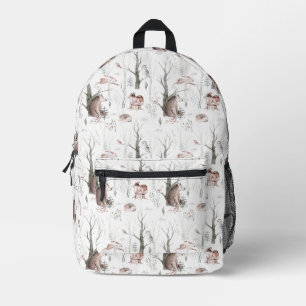 Watercolor Forest Animals Printed Backpack