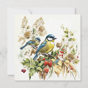 Watercolor Forest Birds and Wild Berries  Card