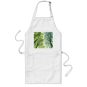 Watercolor Forest Canopy Long Apron