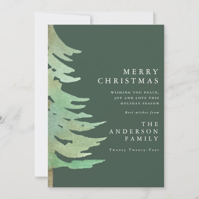 Watercolor forest Christmas card (Front)