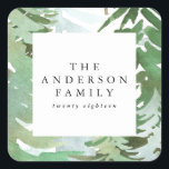 Watercolor forest Christmas holiday Square Sticker<br><div class="desc">A elegant,  nature themed holiday sticker. Part of a full holiday suite. With space for your name and year</div>