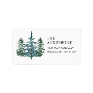 Watercolor forest Christmas Return Address Lab Label