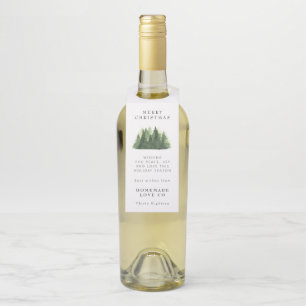Watercolor forest corporate Christmas Holiday  Bottle Tag