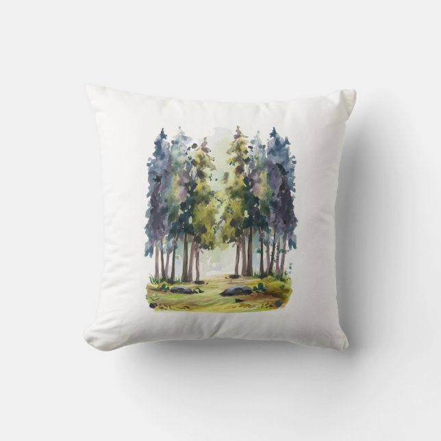 Watercolor Forest Cushion (Front)