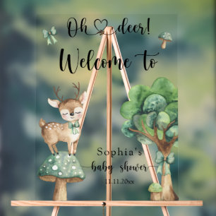 Watercolor forest deer - Welcome baby shower Acrylic Sign