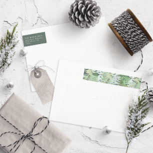 Watercolor forest elegant minimal family wrap around label