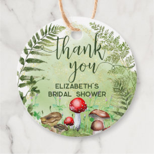 Watercolor Forest Ferns Mushrooms Greenery Script Favour Tags