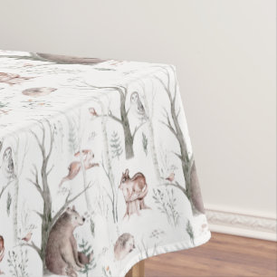 Watercolor Forest Friends Tablecloth