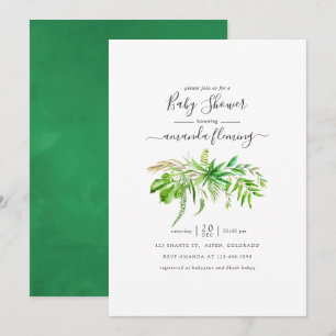 Watercolor Forest Greenery Baby Shower Invitation