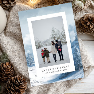 Watercolor Forest Greenery Family Picture Flat  Holiday Card