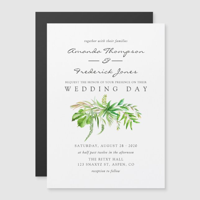 Watercolor Forest Greenery Wedding Invitation (Front/Back)