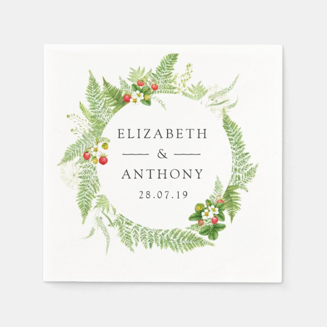 Watercolor Forest Greenery Wedding Napkin (Front)