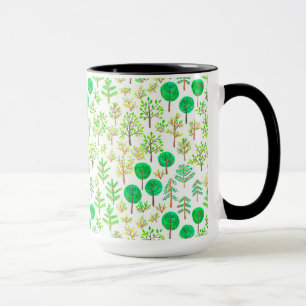 Watercolor forest in doodle style mug