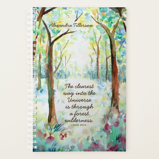 Watercolor Forest Inspirational Quote Day Planner (Front)