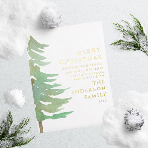 Watercolor forest Merry Christmas Holiday