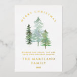 Watercolor forest Merry Christmas Holiday Card<br><div class="desc">A elegant,  nature themed holiday design. Part of a collection. With elegant text and beautiful watercolor forest design.</div>