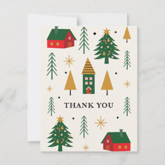 Watercolor forest Merry Christmas Holiday Card