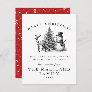 Watercolor forest Merry Christmas  Holiday Card