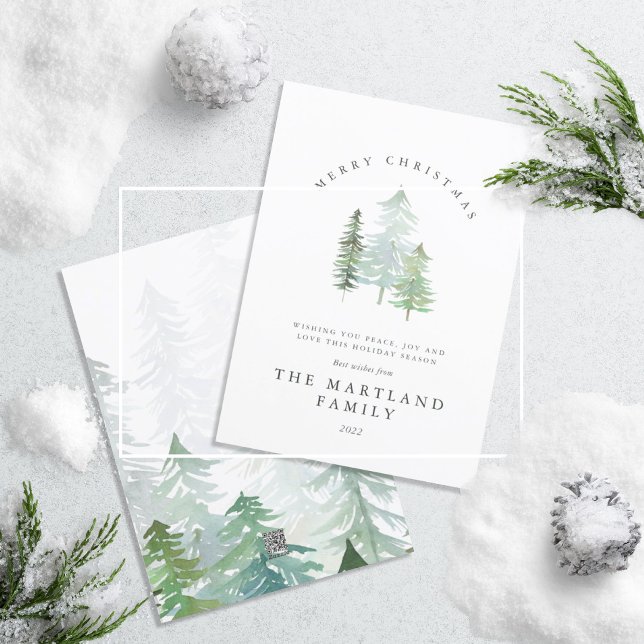 Watercolor forest Merry Christmas Holiday Card (Creator Uploaded)