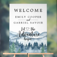 Watercolor Forest Mountain Wedding Reception